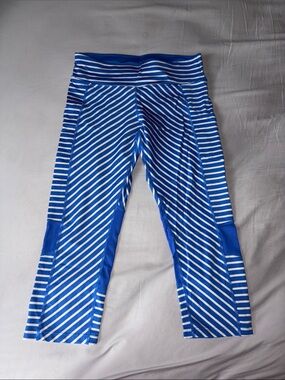 Calvin Klein Blue and White Striped Crop Leggings